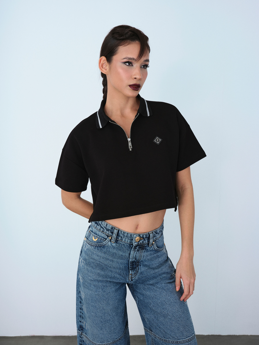 Oversize Fit Kadın Polo K.kol