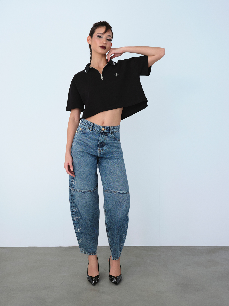 Oversize Fit Kadın Polo K.kol