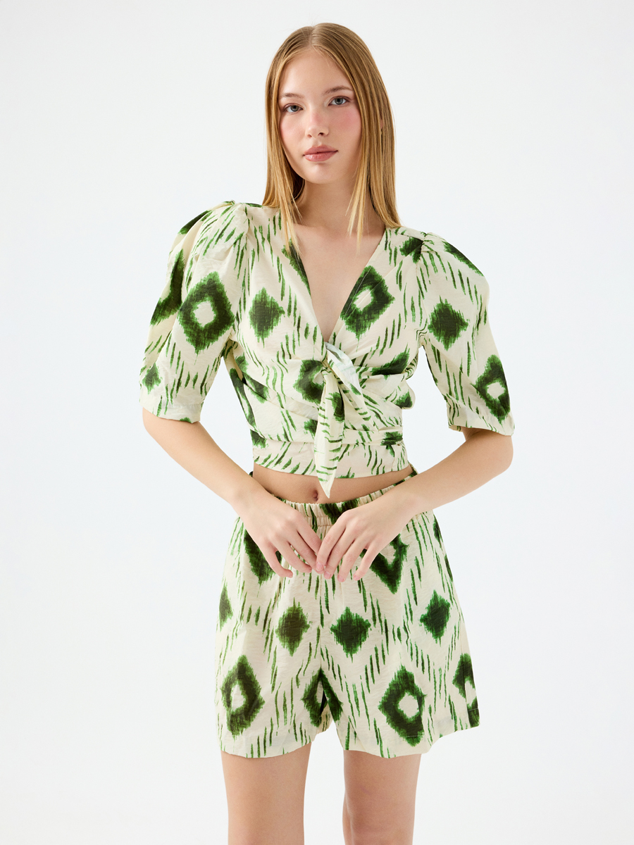 Crop Kadın Bluz K.kol