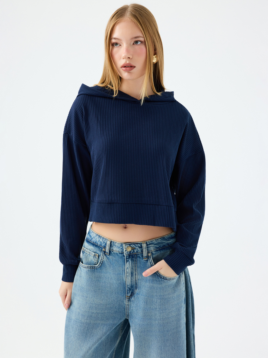 Long Crop Kadın Sweatshirt