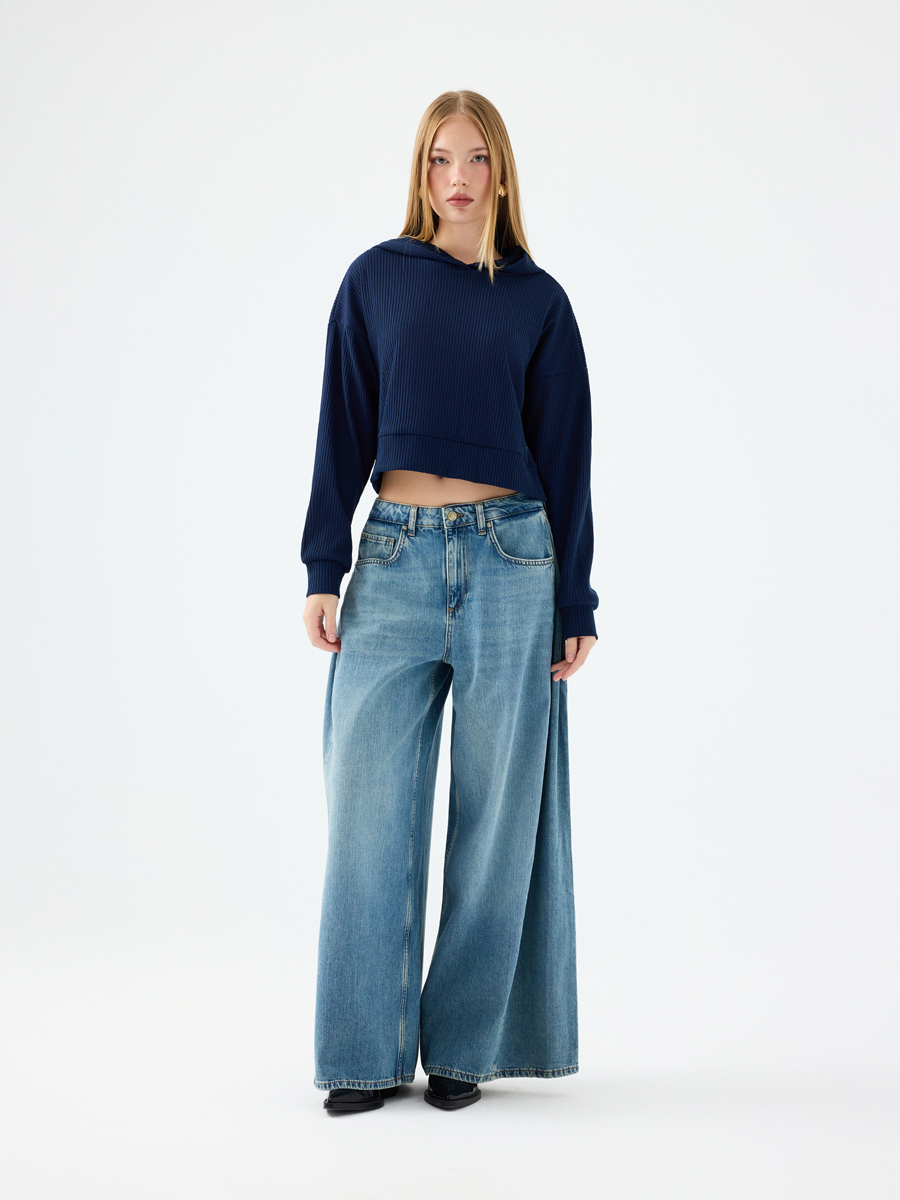 Long Crop Kadın Sweatshirt