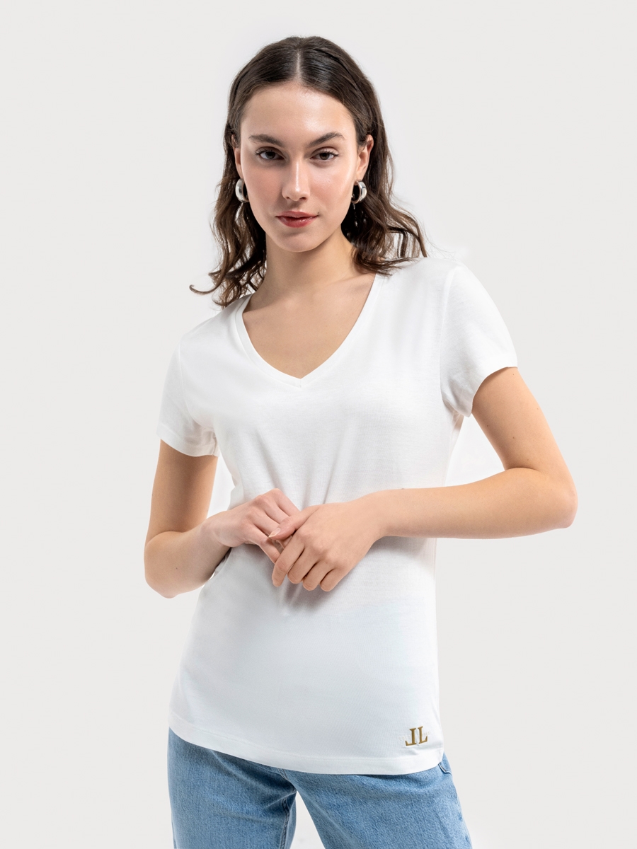 Show details for White Woman Short Sleeve Tshirt