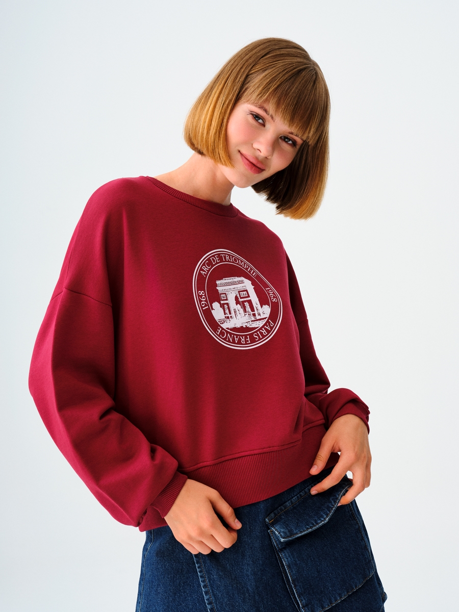 Loose Crop Kadın Sweatshirt