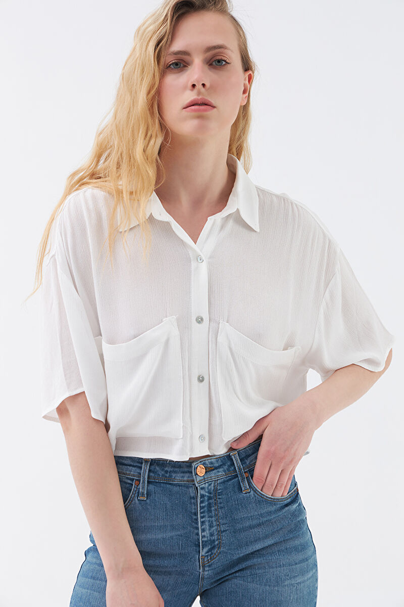 Crop Kadın Gömlek K.kol