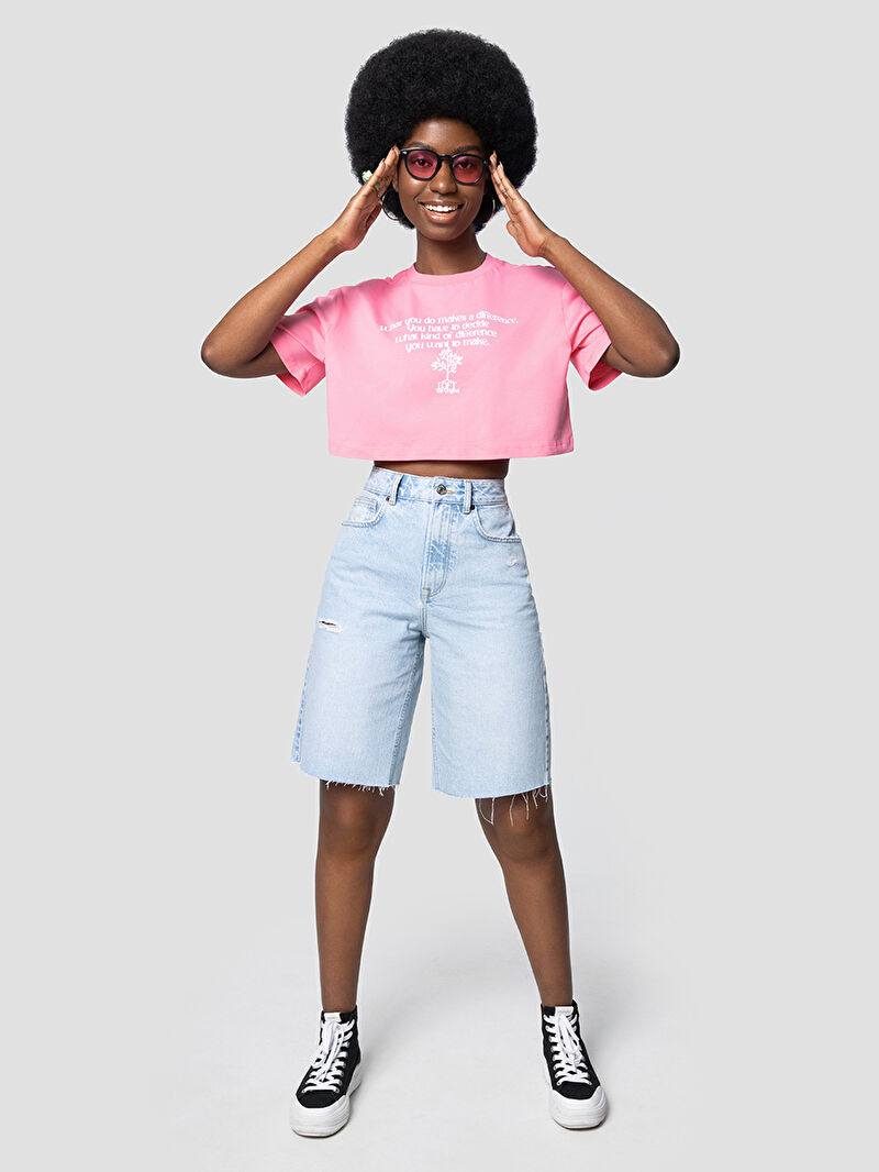 Long Crop Kadın Tshirt K.kol