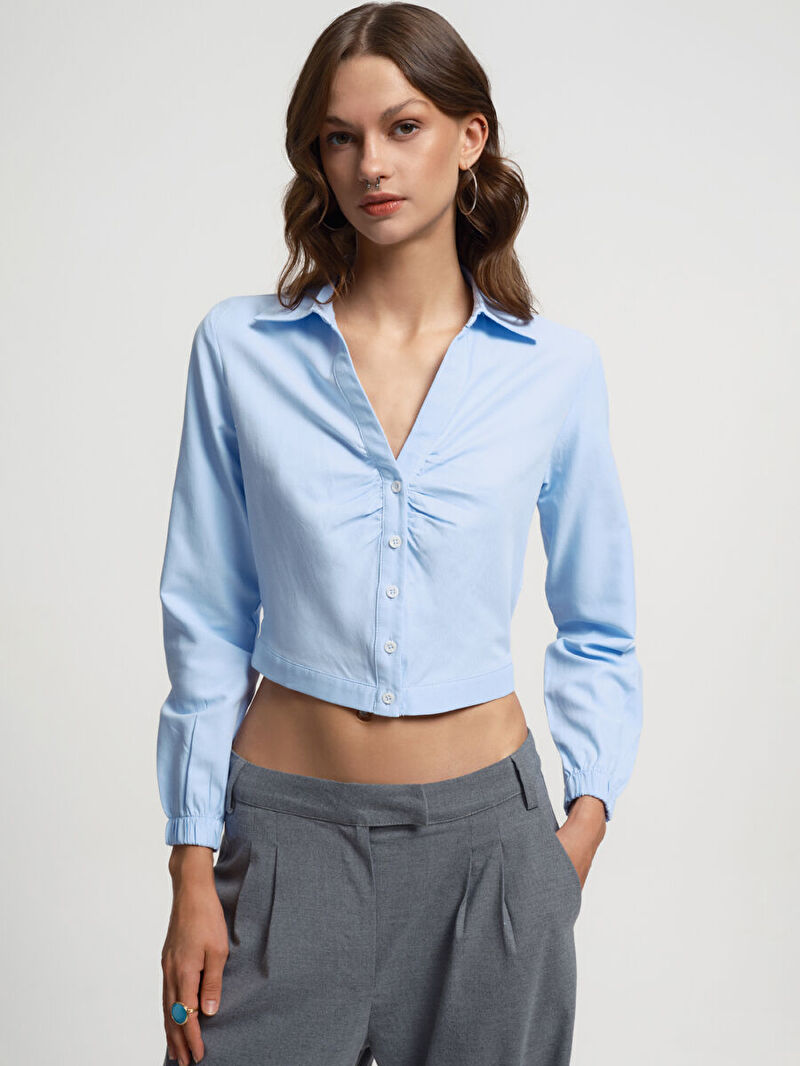 Crop Kadın Gömlek U.kol