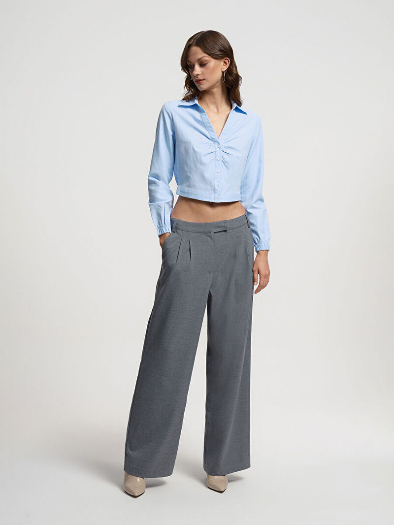 Crop Kadın Gömlek U.kol