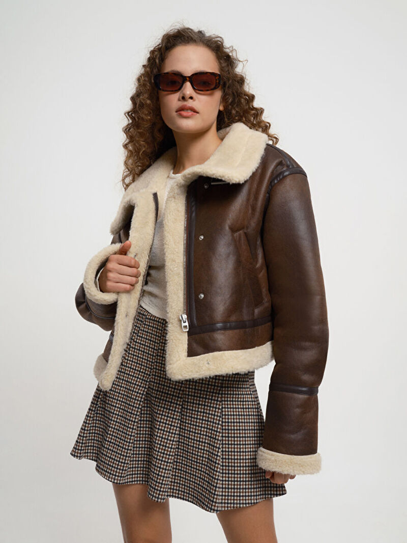 Loose Fit Kadın Mont Pu