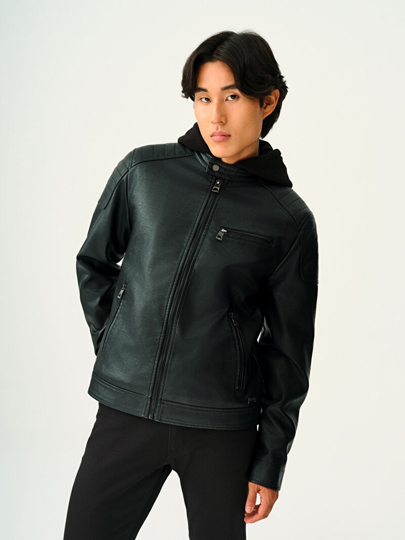 Erkek Siyah Regular Fit Mont Pu