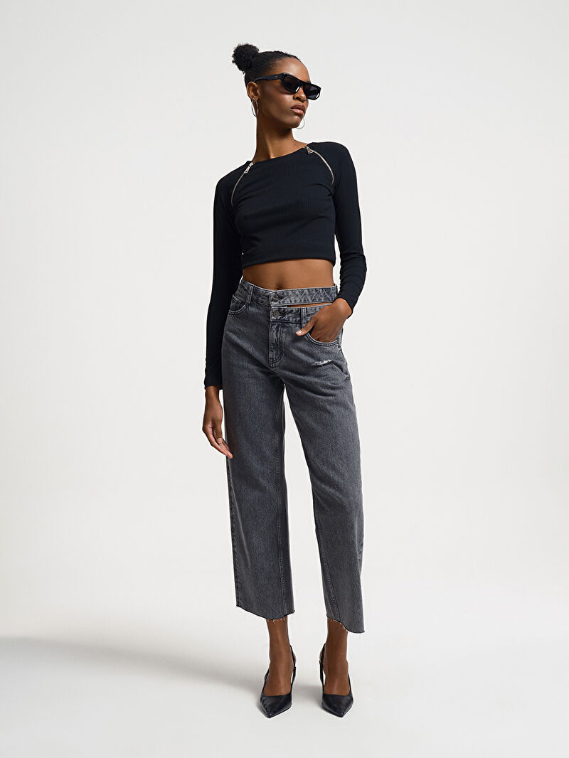 Crop Wide Leg Regular Fit Kadın Pantolon
