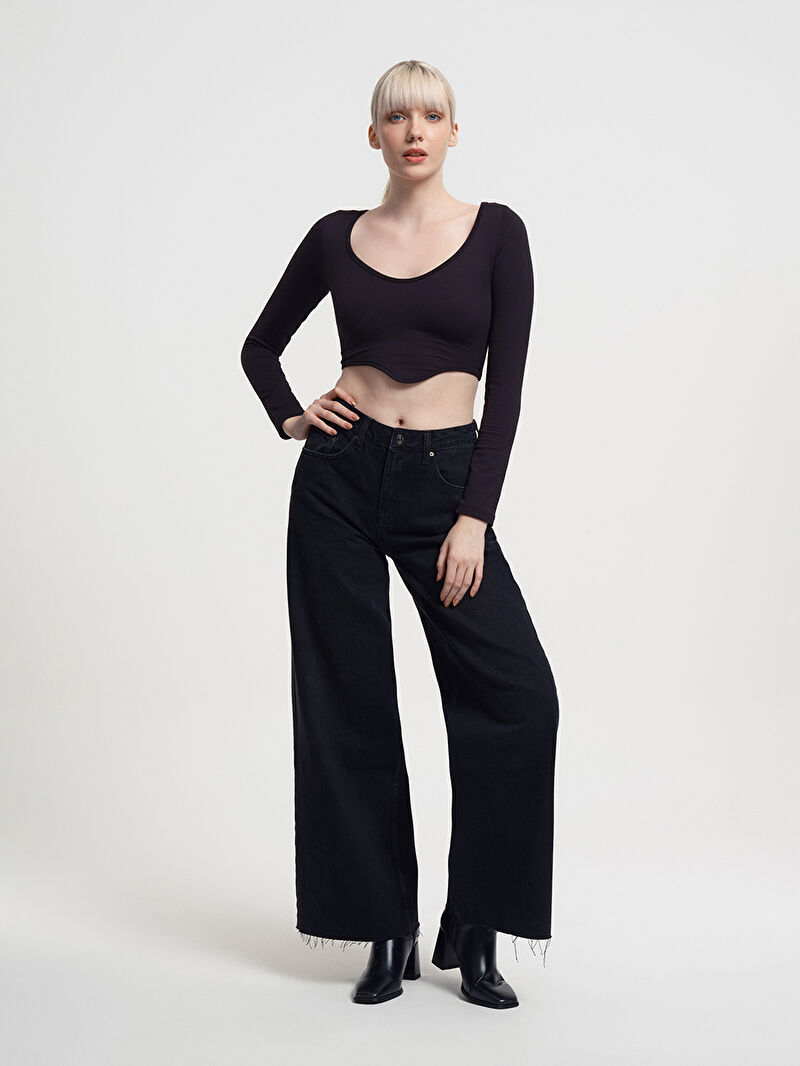 Long Wide Leg Regular Fit Kadın Pantolon