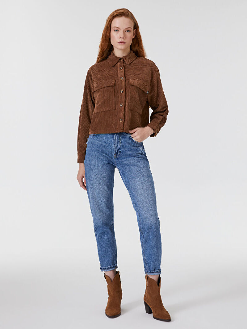 Crop Kadın Gömlek U.kol