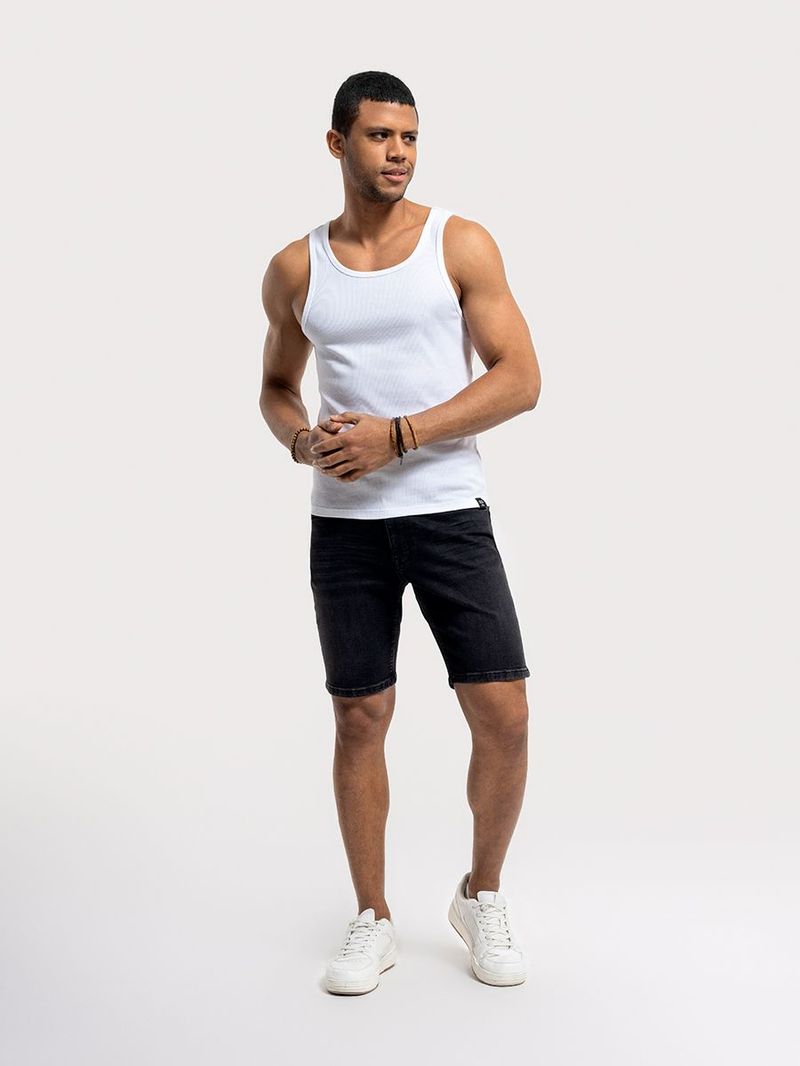 Erkek Beyaz Kolsuz Bisiklet Yaka Regular Fit Atlet