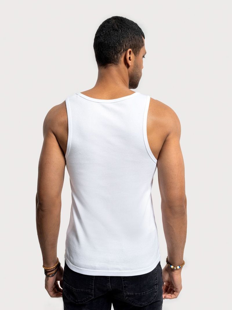 Erkek Beyaz Kolsuz Bisiklet Yaka Regular Fit Atlet