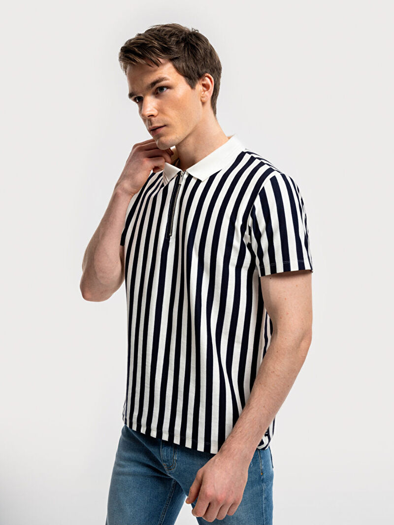 Erkek Lacivert Kısa Kol Polo Yaka Regular Fit Polo K.kol