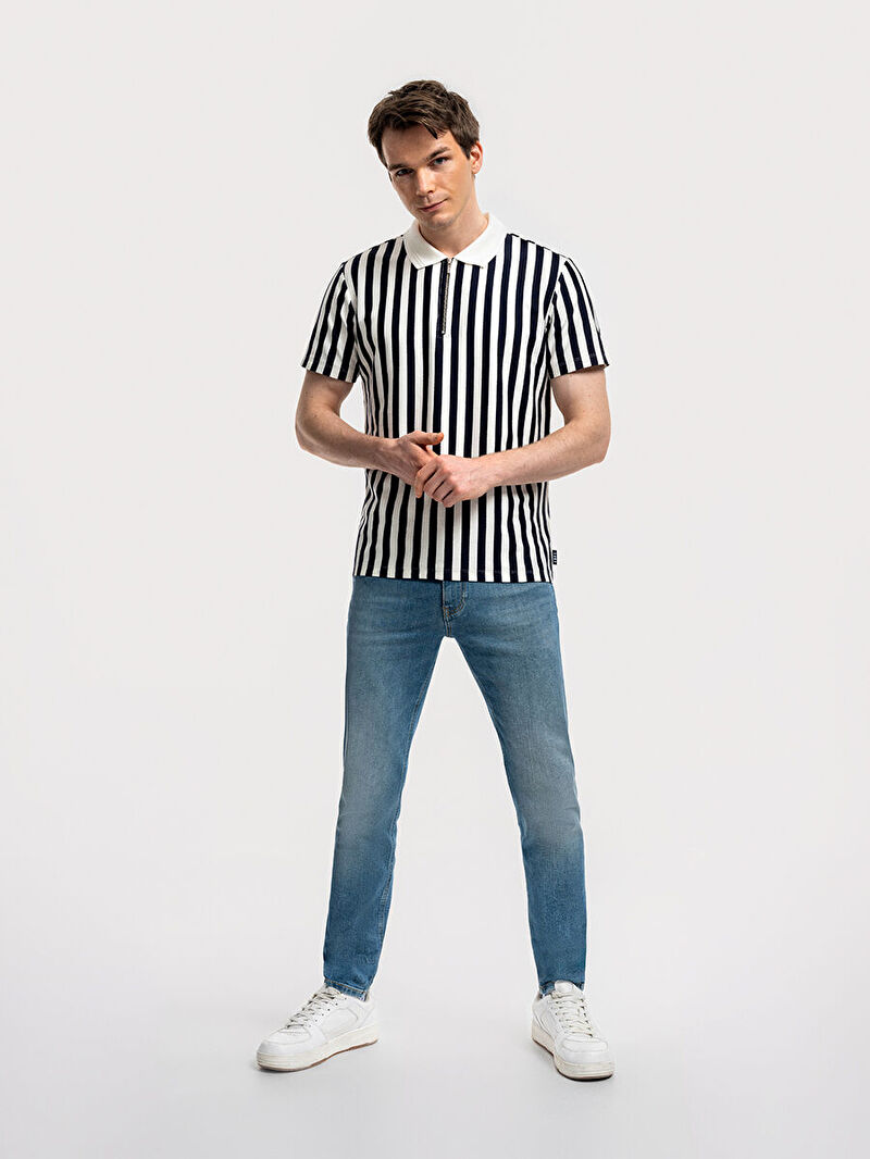Erkek Lacivert Kısa Kol   Polo Yaka Regular Fit Polo K.kol