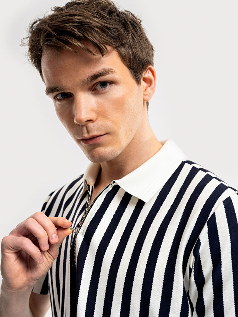 Erkek Lacivert Kısa Kol   Polo Yaka Regular Fit Polo K.kol