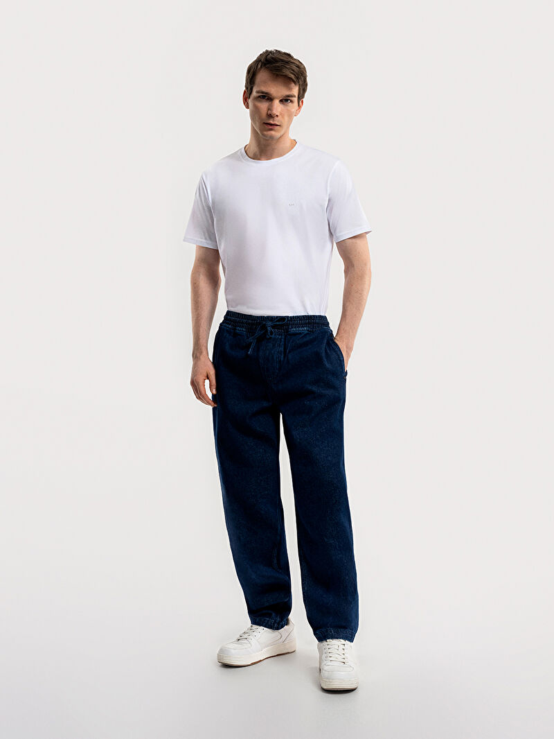 Slouchy Elastic Waist Fit Erkek Pantolon