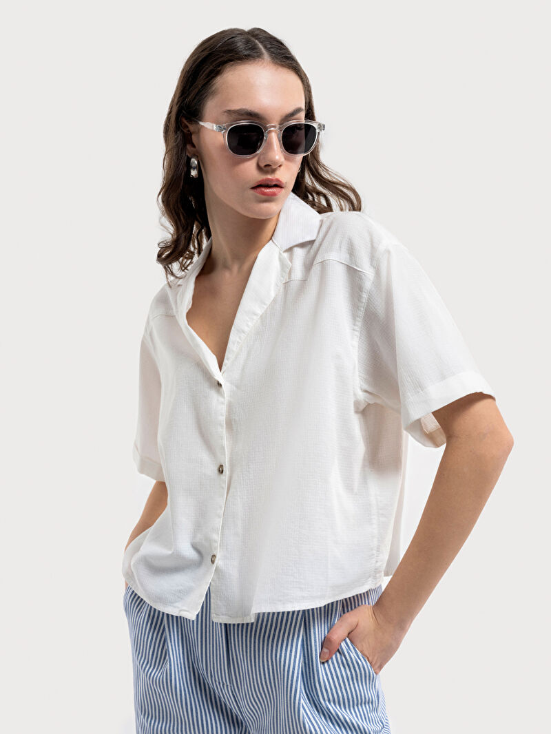 Loose Crop Kadın Gömlek K.kol