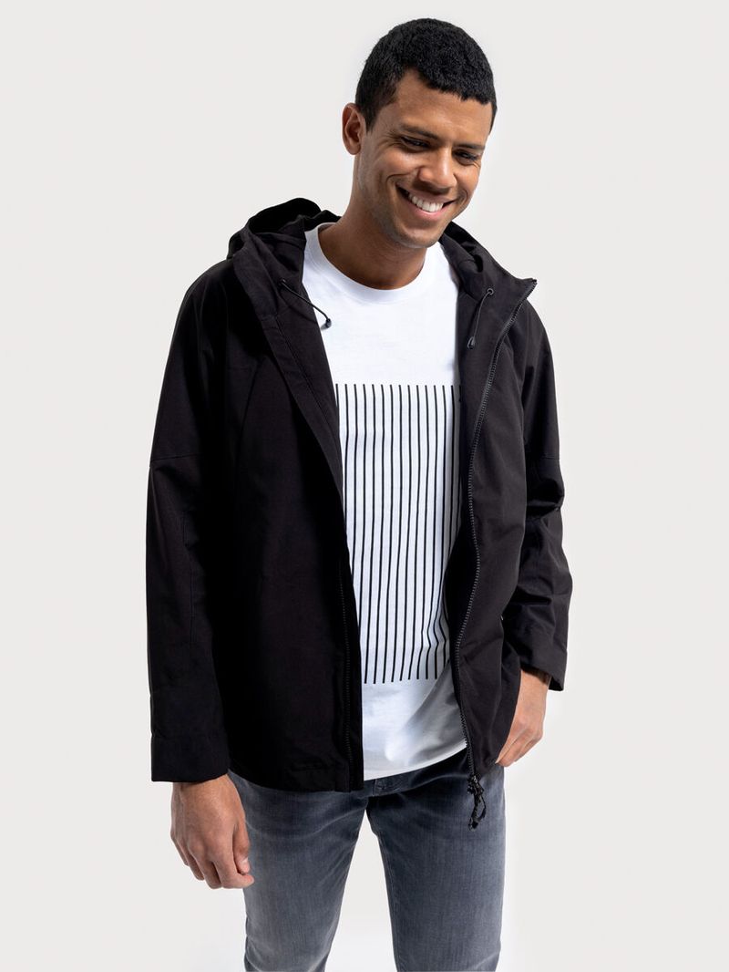 Erkek Siyah Kapüşonlu Regular Fit Mont