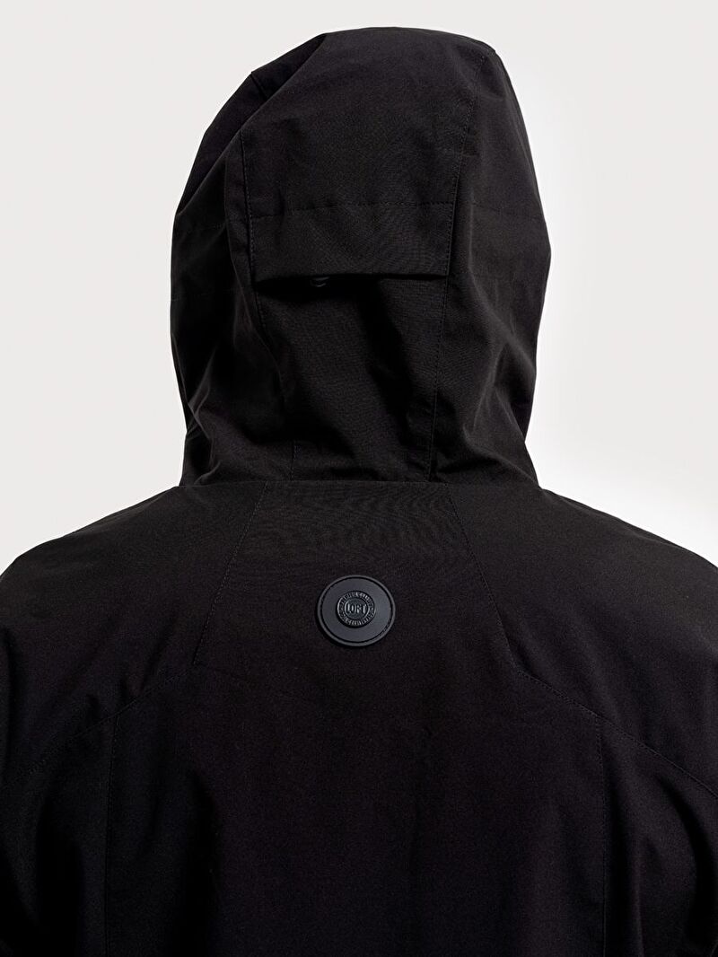 Erkek Siyah Kapüşonlu Regular Fit Mont