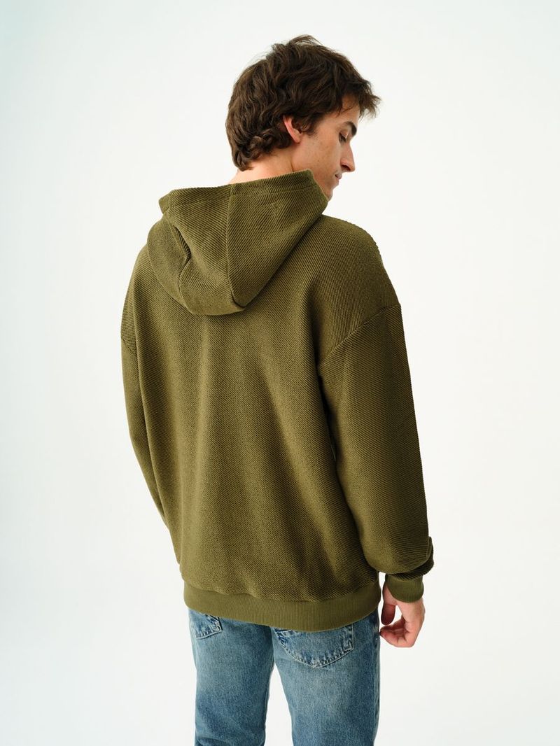 Erkek Yeşil Kapüşonlu Oversize Sweatshirt