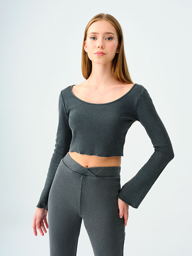 Crop Kadın Bluz U.kol