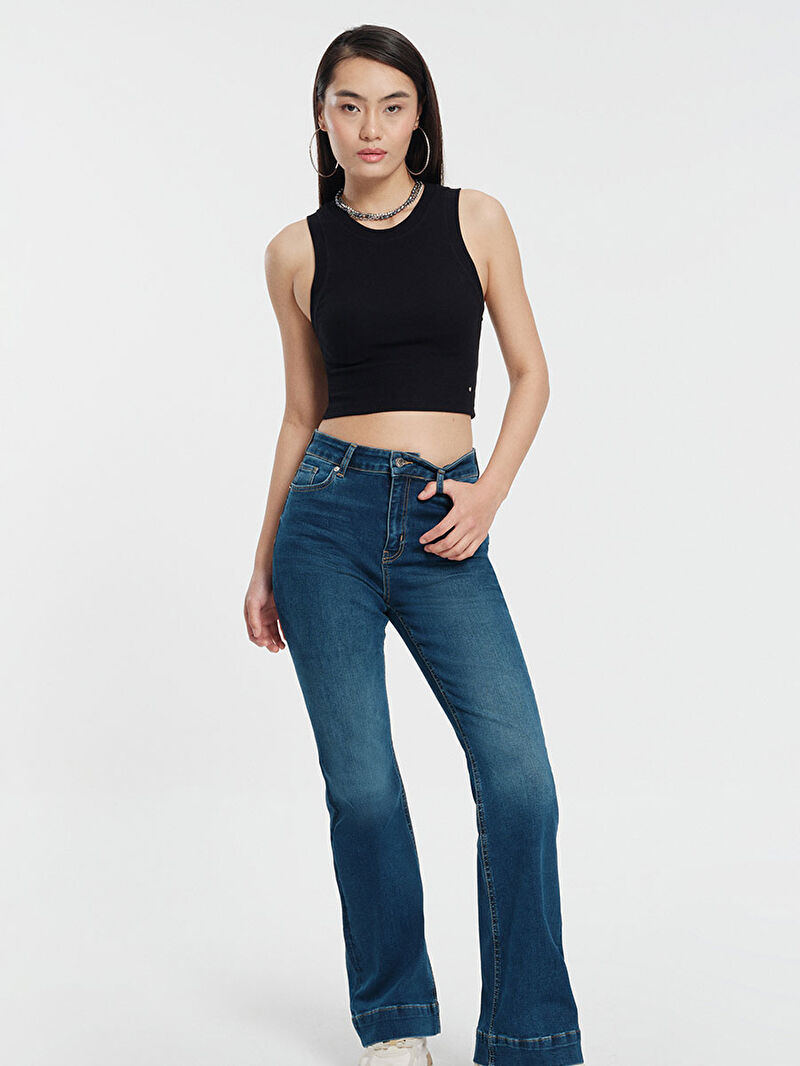 Long Flare Slim Fit Kadın Pantolon