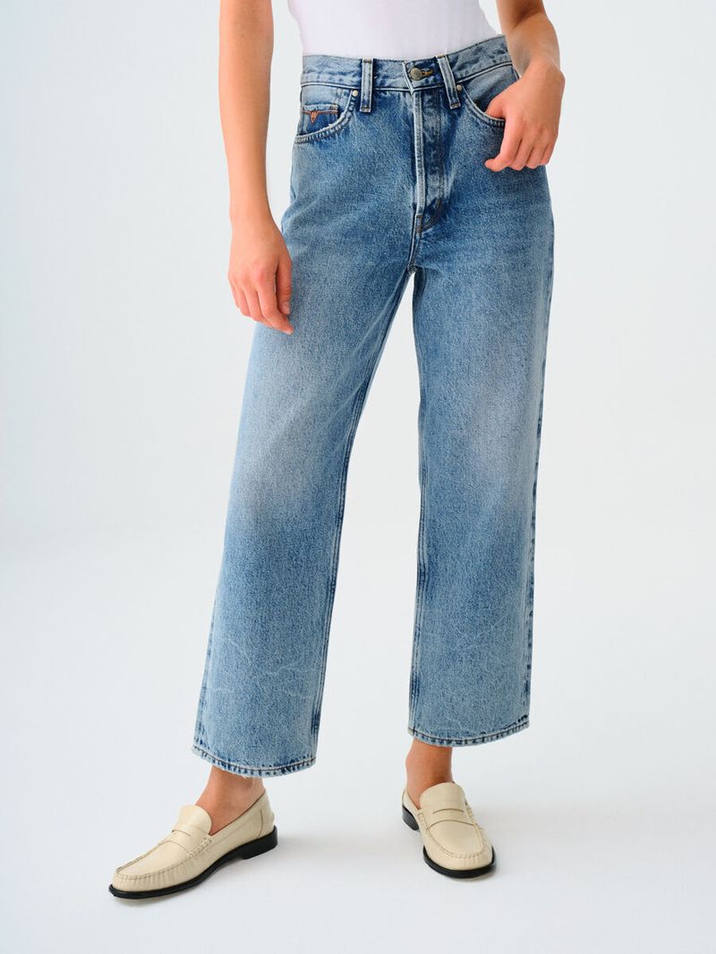 Vıntage Straıght Kadın Mavi Düz Paça Yüksek Bel Regular Fit Jean Pantolon