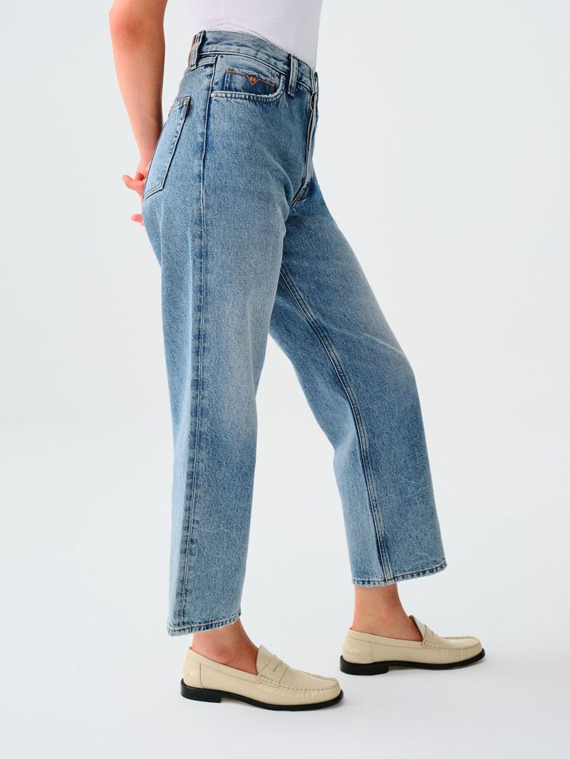 Vıntage Straıght Kadın Mavi Düz Paça Yüksek Bel Regular Fit Jean Pantolon
