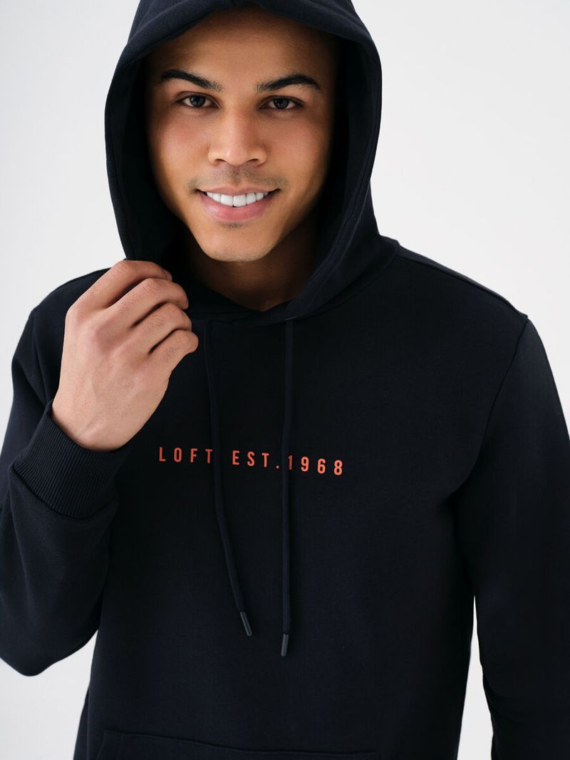 Erkek Siyah Kapüşonlu Regular Fit Sweatshirt