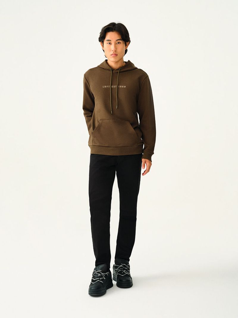 Erkek Yeşil Kapüşonlu Regular Fit Sweatshirt
