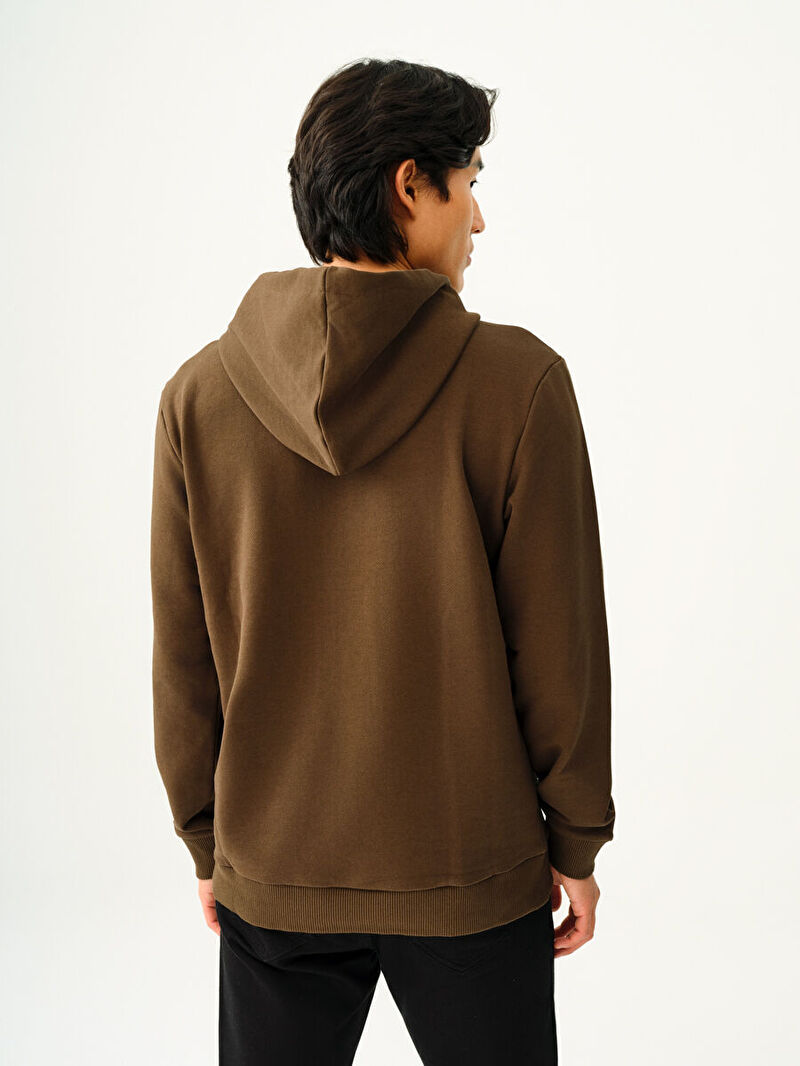 Erkek Yeşil Kapüşonlu Regular Fit Sweatshirt