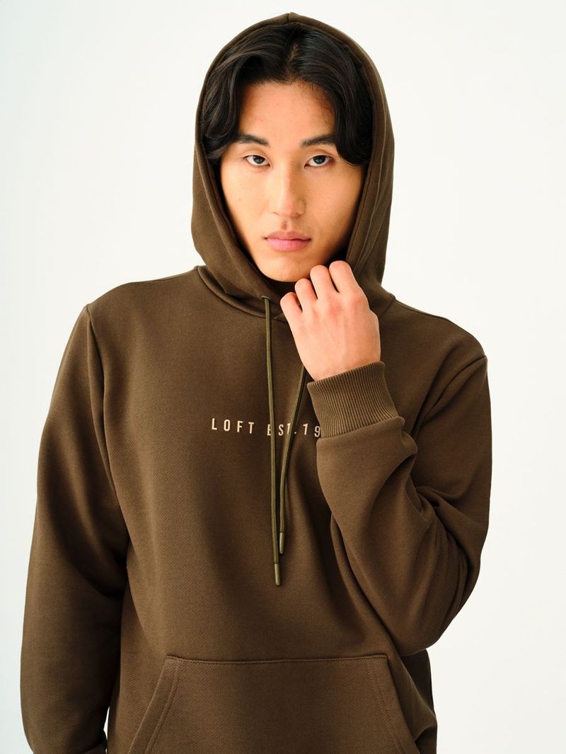 Erkek Yeşil Kapüşonlu Regular Fit Sweatshirt
