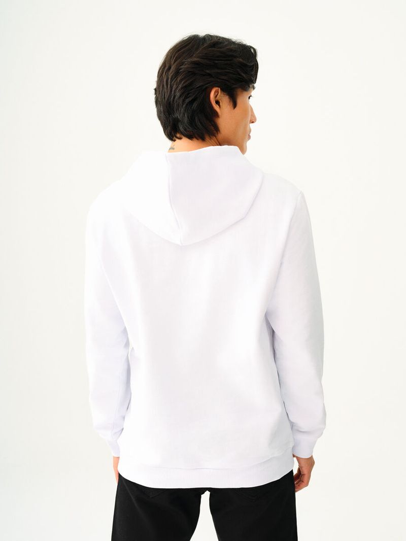Erkek Beyaz Kapüşonlu Regular Fit Sweatshirt