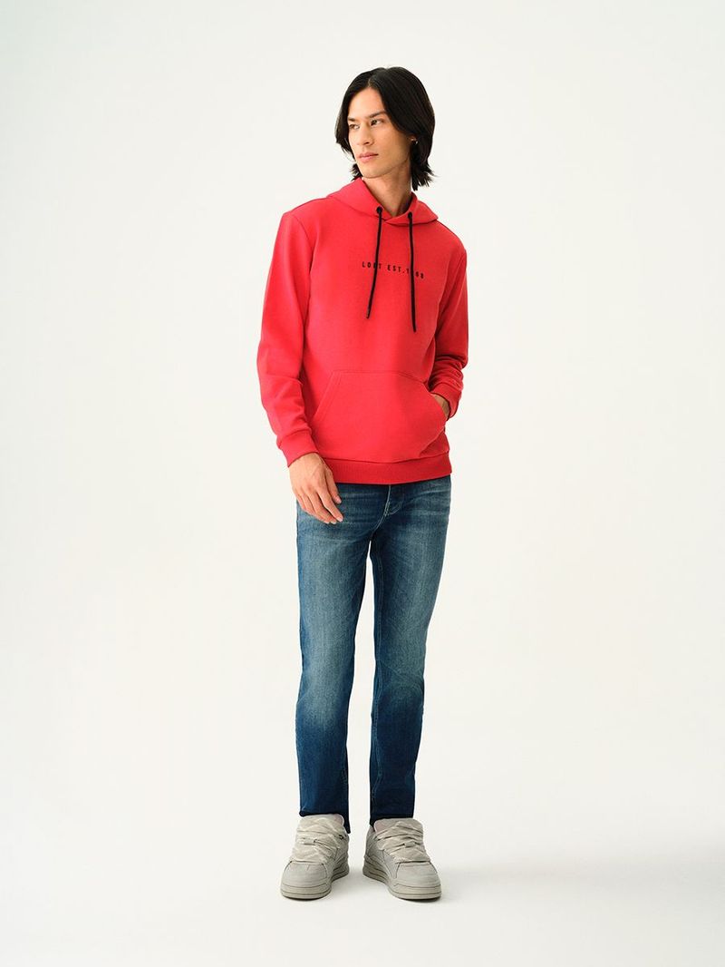 Erkek Kırmızı Kapüşonlu Regular Fit Sweatshirt