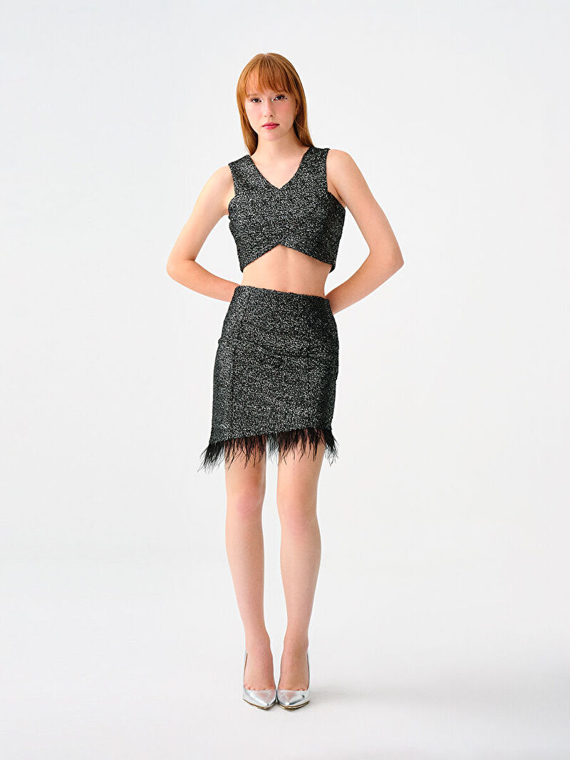 Kadın Siyah Fitted Top