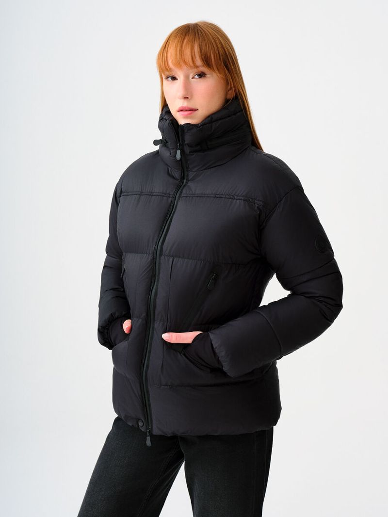 Kadın Siyah Balıkçı Yaka Regular Fit Mont