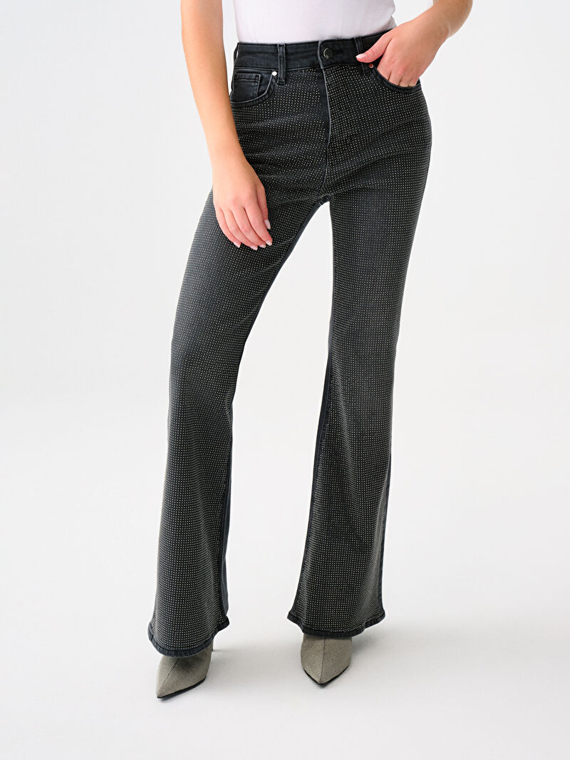 Long Flare Slim Fit Kadın Pantolon