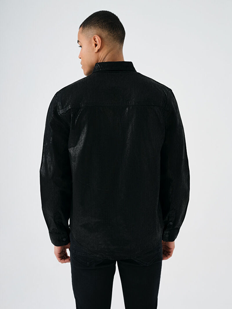 Erkek Siyah Regular Fit Jean Gömlek