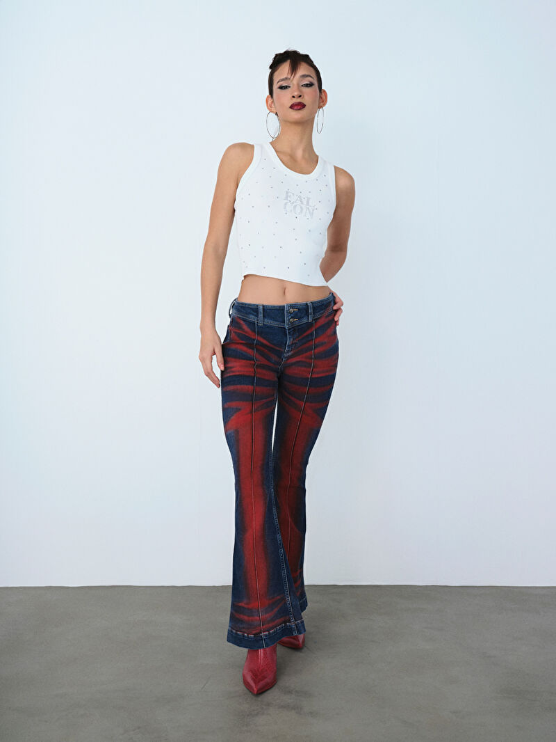 Long Flare Slim Fit Kadın Pantolon