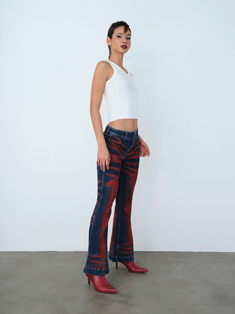 Long Flare Slim Fit Kadın Pantolon