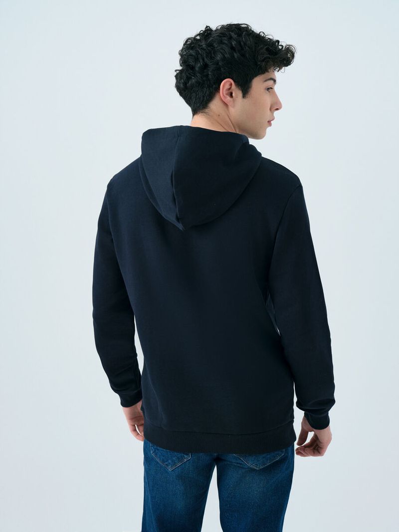 Erkek Lacivert Kapüşonlu Regular Fit Sweatshirt
