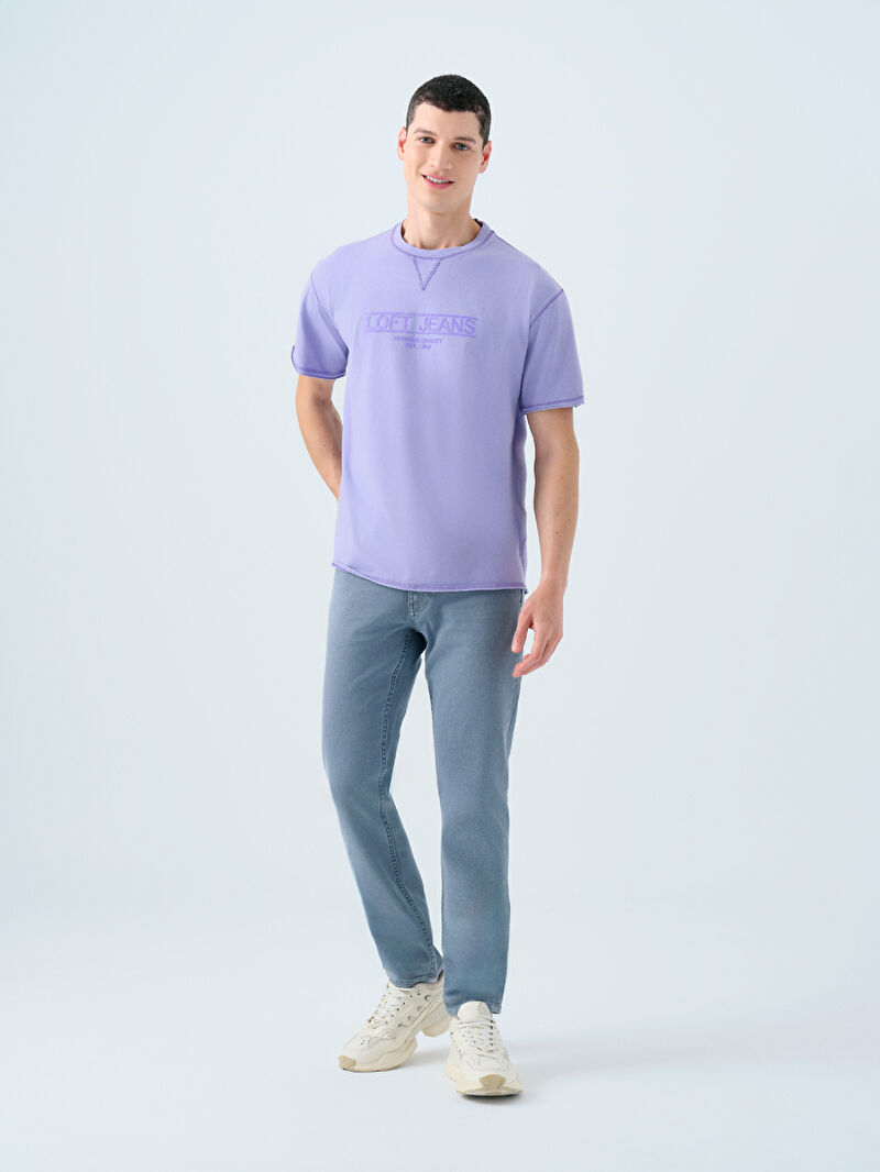 Rıcardo Erkek Gri Dar Paça Düşük Bel Slim Fit Jean Pantolon
