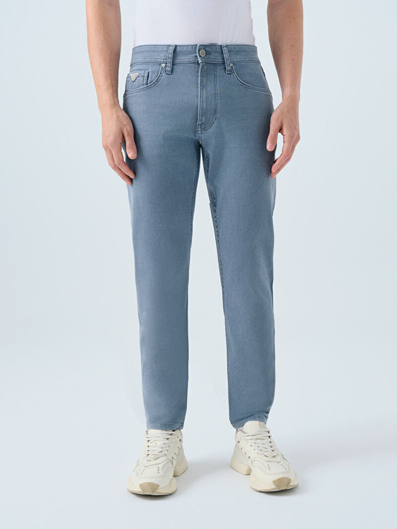 Rıcardo Erkek Gri Dar Paça Düşük Bel Slim Fit Jean Pantolon
