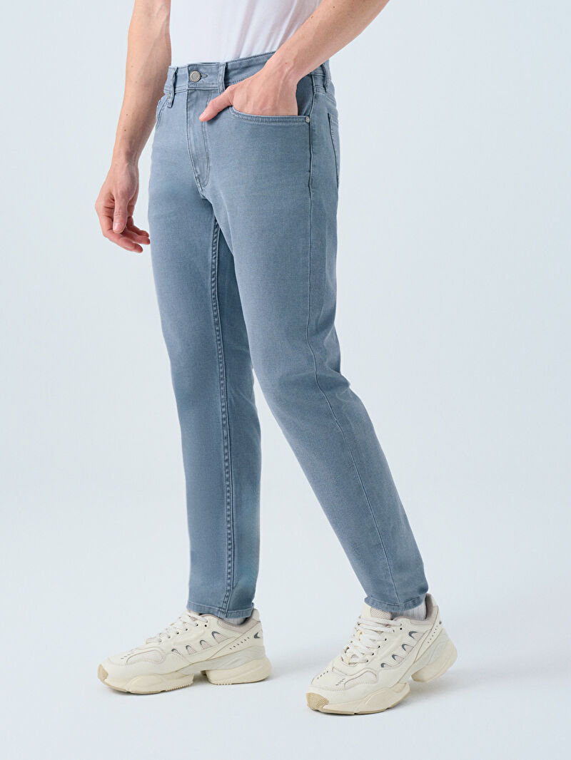 Rıcardo Erkek Gri Dar Paça Düşük Bel Slim Fit Jean Pantolon