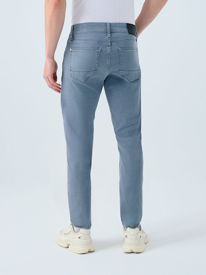 Rıcardo Erkek Gri Dar Paça Düşük Bel Slim Fit Jean Pantolon
