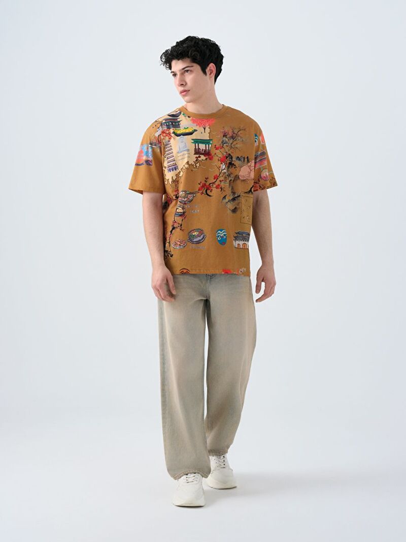 Loose Erkek Sarı Düz Paça Düşük Bel Baggy Fit Jean Pantolon