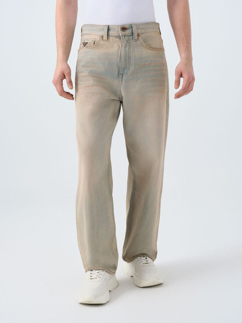 Loose Erkek Sarı Düz Paça Düşük Bel Baggy Fit Jean Pantolon