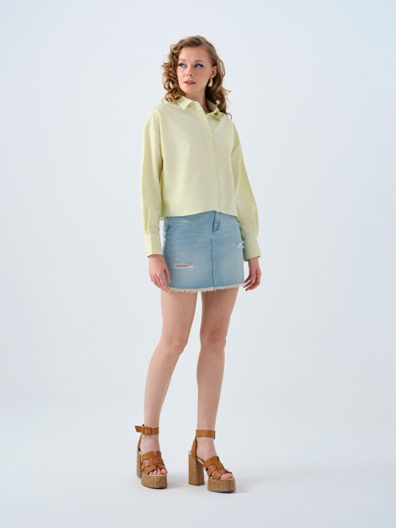 Regular Long Crop Kadın Gömlek U.kol